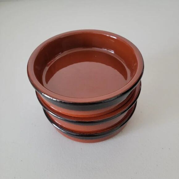 Cermer Glossy Caramel Terracotta Ramekins Set of 3 Small Baking Dishes Rustic - Picture 2 of 6
